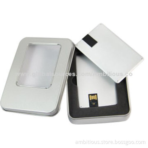 Card-shaped USB drives, super slim, with leather pouch